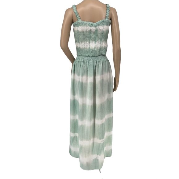 Ananta crop top maxi skirt small 2 piece set tie dye green white smocked - Picture 5 of 12
